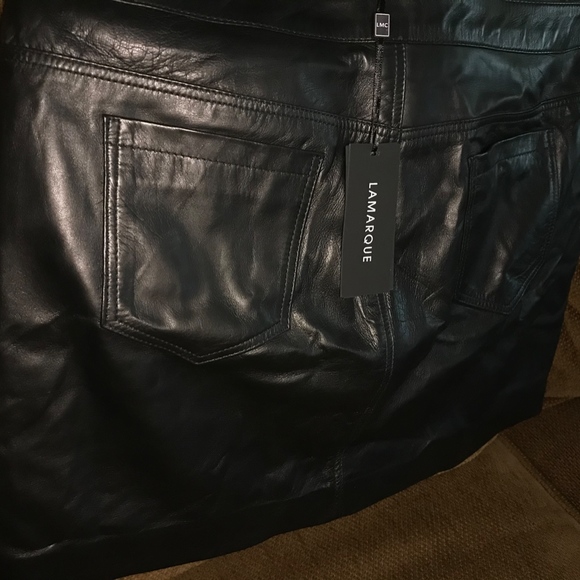 LAMARQUE MELORA ECO Black Leather Jean Mini Skirt - Picture 4 of 6